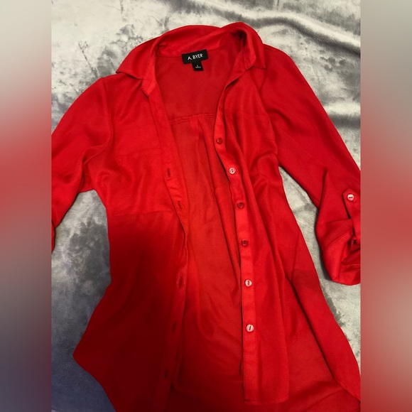 red button up blouse - Picture 3 of 3